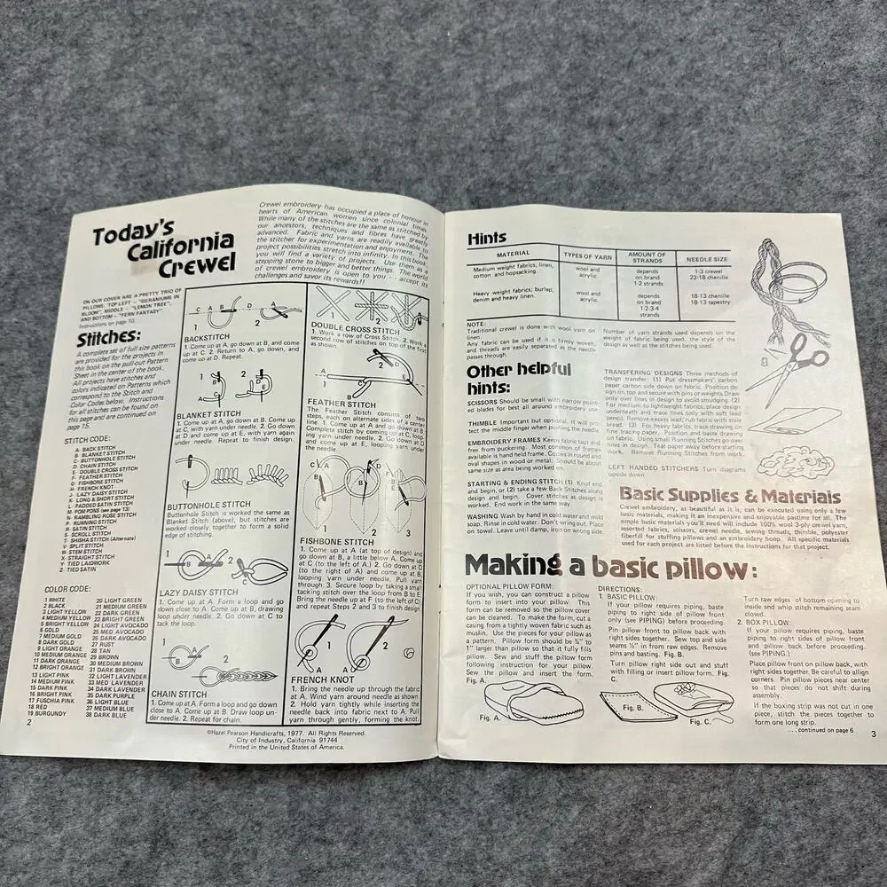 Today's California Crewel Hazel Pearson 1977 Vintage Embroidery Patterns Book